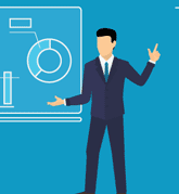 man in suit pointing icon