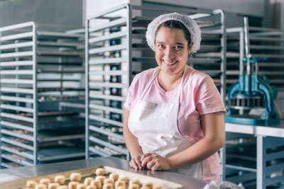 Woman working in bakery