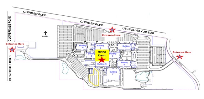 Map of where to park at the State of Idaho Chinden Campus
